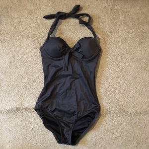 J. Crew black one piece swimsuit bathingsuit black modest